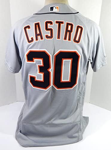 2019 Detroit Tigers Harold Castro 30 Játék Kiadott Szürke Jersey MLB 150 Javítás 44 3 - a Játékban Használt MLB Mezek