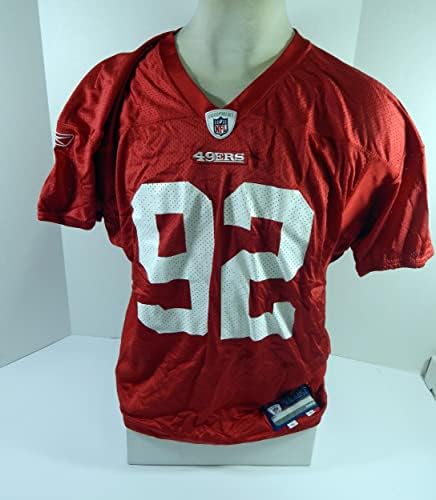2011-ben a San Francisco 49ers Lesz Tukuafu 92 Játék Kiadott Piros Gyakorlat Jersey XL 90 - Aláíratlan NFL Játék Használt
