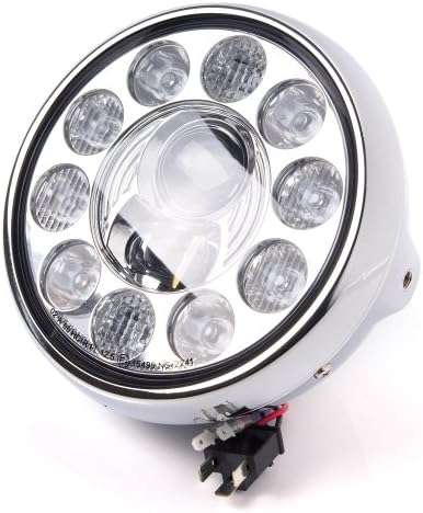KiWAV Sirius 7 LED Fényszóró-a Motorkerékpár Fényszóró Magas Alacsony Gerenda Chrome Ház helyzetjelző Lámpa x 1PCE