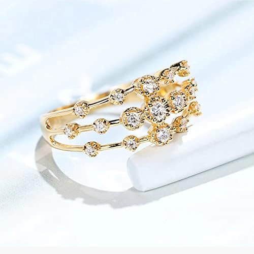 2023 Női Gyémánt Áttört Gyűrű Cirkon Eljegyzési Gyűrűt Szia Alacsony Gyűrű Lánya (Arany, 6)