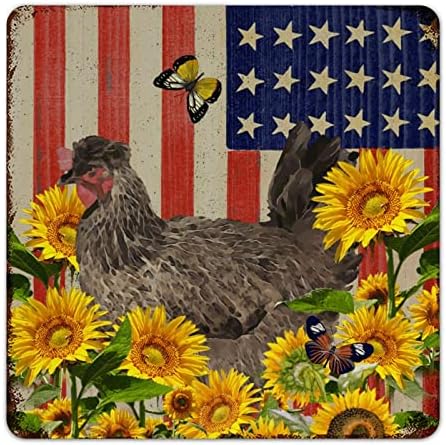 Alioyoit Retro Fém Tábla Parasztház Kakas-Amerikai Zászló Vintage Fém Művészeti Dekoratív Tábla Emléktábla Rozsdás Szarkasztikus