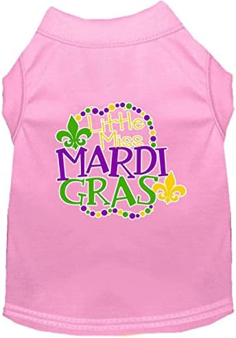 Miss Mardi Gras Képernyő Nyomtatás Mardi Gras Kutya Póló, Világos Rózsaszín XXL