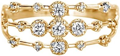 2023 Női Gyémánt Áttört Gyűrű Cirkon Eljegyzési Gyűrűt Szia Alacsony Gyűrű Lánya (Ezüst, 5)