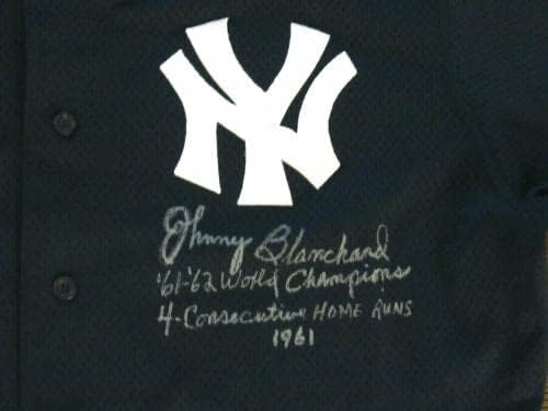 Johnny Blanchard 61-62 Ws Egymást követő Hr Yankees Aláírt Auto Fenséges Jersey Szövetség - Dedikált MLB Mezek