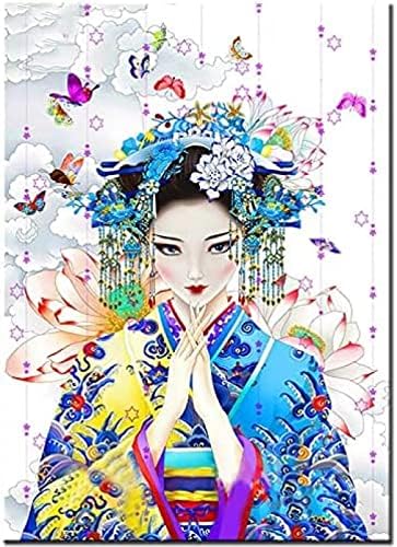 DIY 5D Felnőttek Gyémánt Festmény Készletek Pillangó Virág Szépség Hímzés Klasszikus Japán Gésa Teljes Kör Gyémánt Festmény