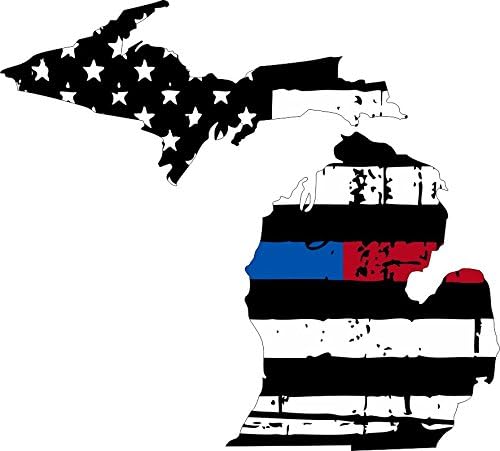 Michigan Rongyos Vékony, Kék-piros vonal amerikai Zászló Tiszteletére A Férfi & Nő, a rendvédelmi, illetve tűzoltók USA Amerika