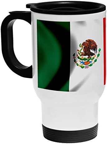 ExpressItBest Fehér Rozsdamentes Acél Kávé - /Bögre - Zászló Mexikóban (Mexikói) - Hullámok