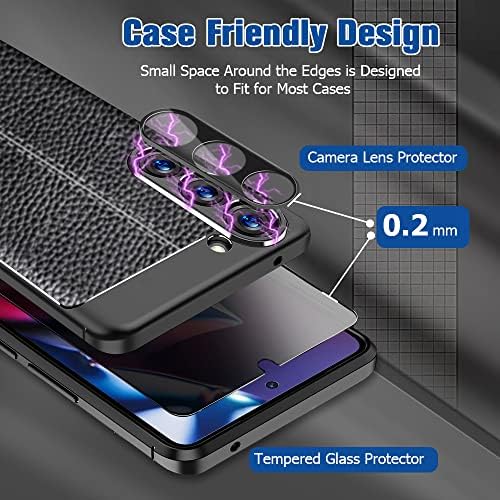 OuYteu [2+2 Csomag] Privacy Screen Protector valamint a Kamera Lencséjét Védő Samsung Galaxy S23 6.1 Colos Edzett Üveg Saver,