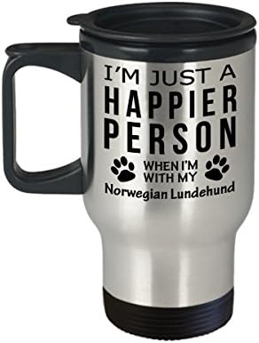 Kutya Szerető Utazási Bögre - Boldogabb Ember A Norvég Lundehund -Kisállat-Tulajdonos Mentő Ajándékok